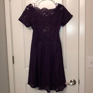 Lace Purple off shoulder Dress